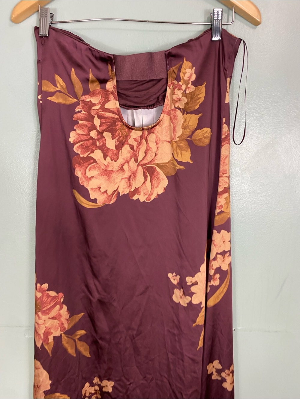 Free People Botanical Maxi Dress Brown Floral Strapless Pleated Sundress M iu - Picture 5 of 7